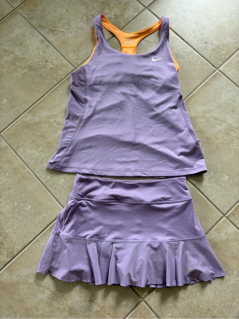 Nike Lavender and Orange Performance Tennis Skirt